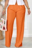 Rose Red Casual Solid Color Straight High Waist Conventional Solid Color Trousers