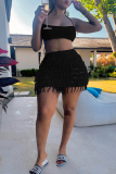 Pink Sexy Solid Lace Backless Cross Straps Weave Spaghetti Strap Sleeveless Two Pieces