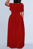 Red Casual Letter Print O Neck Printed Dresses