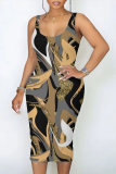 Blue Pink Casual Geometric Print The stars Contrast Printed Dresses