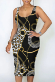 Blue Pink Casual Geometric Print The stars Contrast Printed Dresses