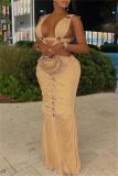 White Sexy Hot Solid Color Patchwork Backless Long Dresses