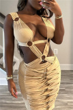 White Sexy Hot Solid Color Patchwork Backless Long Dresses