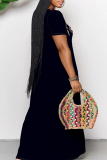 Black Casual Geometric Print Pocket V Neck Printed Dresses