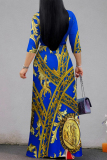 Black Casual Street Geometric Print Chain print Lace Up V Neck Printed Dresses
