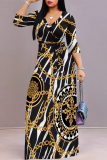 Red Casual Street Leopard Print Zebra Print Chain print Lace Up Contrast V Neck Printed Dresses
