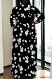 Apricot Casual Daily Flowers Print Lace Up V Neck Printed Plus Size Dresses