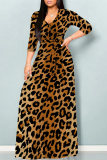 Zebra Casual Street Animal Print Lace Up With Belt Contrast V Neck Printed Dresses