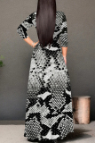 Zebra Casual Street Animal Print Lace Up With Belt Contrast V Neck Printed Dresses