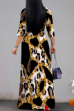 Red Casual Street Leopard Print Zebra Print Chain print Lace Up Contrast V Neck Printed Dresses