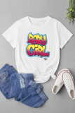 Black Casual Street Letter Print O Neck T-Shirts