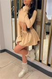 Skin Color Casual Solid Color Basic O Neck Long Sleeve Two Pieces