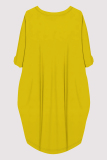 Yellow Casual Figure Print Pocket O Neck Printed Dresses