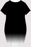 Black Casual Figure Print Gradient Print Pocket O Neck Printed Short Sleeve Dress