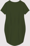 Grey Casual Figure Print Pocket O Neck Printed Short Sleeve Dress