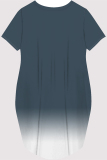 Black Casual Figure Print Gradient Print Pocket O Neck Printed Short Sleeve Dress