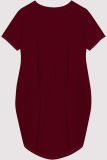 Grey Casual Figure Print Pocket O Neck Printed Short Sleeve Dress