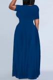 Orange Casual Daily Solid Color Pocket O Neck Printed Plus Size Dresses