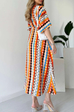 Multicolor Elegant Plaid Patchwork V Neck A Line Dresses