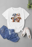 White Casual Street Animal Print O Neck T-Shirts