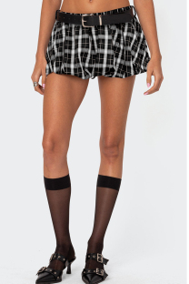 Black Sexy Plaid Patchwork Loose Low Waist Full Print Bottoms