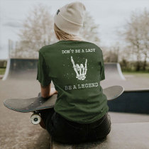 Army Green Casual Street Print Patchwork O Neck T-Shirts