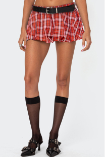 Red Sexy Plaid Patchwork Loose Low Waist Full Print Bottoms