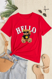 Red Casual Street Cartoon Print Letter Print O Neck T-Shirts
