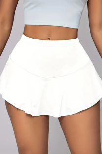 White Sexy Solid Color Patchwork Regular Mid Waist Speaker Patchwork Bottoms