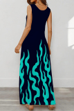 Red Casual Geometric Print Pocket U Neck Printed Dresses