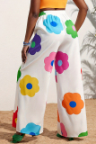 White Casual Print Patchwork Plus Size