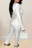 Black Casual Solid Color Patchwork See-Through Backless With Belt Asymmetrical Collar Regular Jumpsuits