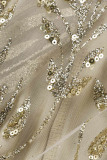 Silver Sexy Patchwork Sequins See-Through Half A Turtleneck Long Sleeve Dresses