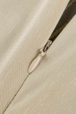 Silver Sexy Patchwork Sequins See-Through Half A Turtleneck Long Sleeve Dresses
