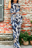 Green Casual Colorblock Print Pocket Contrast O Neck Short Sleeve Two Pieces