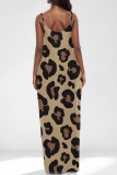 Purple Casual Leopard Print Pocket U Neck Printed Dresses