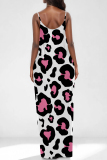 Purple Casual Leopard Print Pocket U Neck Printed Dresses