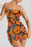 Multi-color Sexy Geometric Print Cartoon Print Contrast Printed Dresses