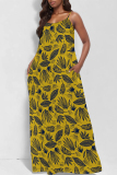 Pink Sexy Floral Print Pocket V Neck Printed Dresses