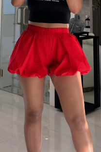 Red Street Solid Color Patchwork Loose Mid Waist Patchwork Bottoms