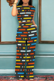 Black Casual Geometric Print Pocket Contrast O Neck Short Sleeve Two Pieces
