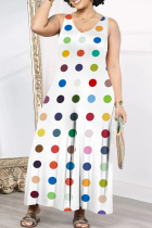 Colour Casual Print Patchwork V Neck Loose Jumpsuits