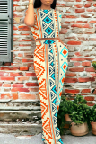 Black Casual Geometric Print Pocket Contrast O Neck Short Sleeve Two Pieces