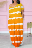 Blue Casual Striped Print Pocket Contrast V Neck Printed Dresses