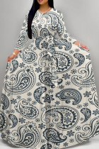 White Elegant Print Patchwork Strap Design O Neck A Line Dresses