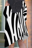 Colour Casual Plaid Zebra Print Splashed ink printing Irregular Contrast Sloping Shoulder Plus Size Two Pieces