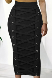 Black Sexy Print Patchwork Skinny High Waist Positioning Print Bottoms