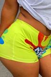 Coffee Sexy Print Patchwork Skinny Mid Waist Conventional Positioning Print Bottoms