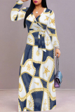 Black Purple Elegant Butterfly Lace Up Contrast V Neck Printed Dresses