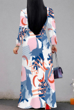 Snake Print Elegant Geometric Print Lace Up Contrast V Neck Printed Dresses
